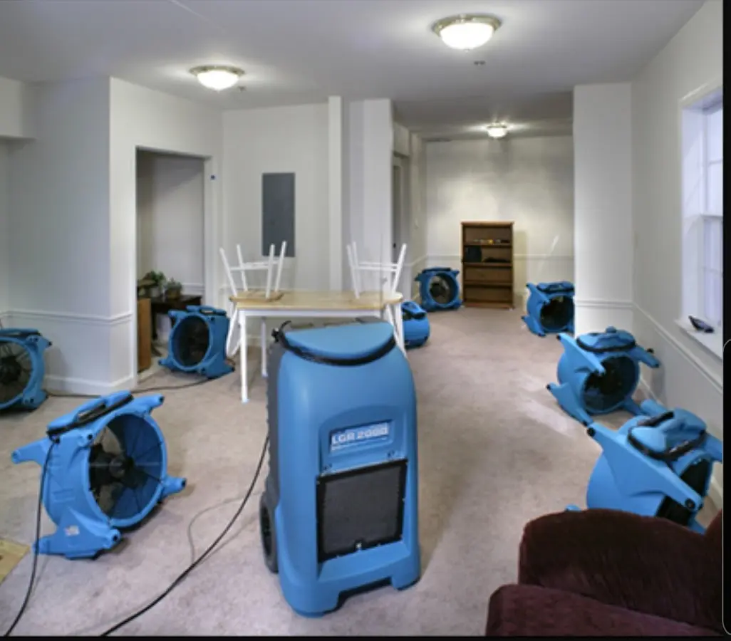 Air movers and dehumidifier setup for Water Extraction & Removal in Allendale